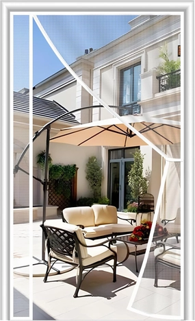 MAGZO Magnetic Screen Door White 30'' x 80'', Reversible Left Right Side Opening, Upgraded Polyester Scratch-Proof, Mesh Net for Sliding Glass/Single/Patio/French Doors with Adhesive-Hook&Loop to Hang