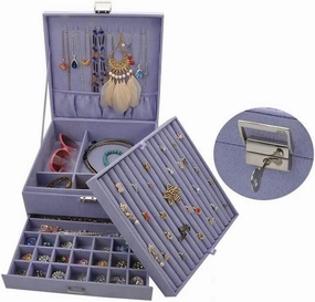 Makeup Organizers 3-Layer Jewelry Box Storage Box Necklace Ring Bracelet Bracelet Earrings Watch Jewelry Storage Box Velvet Jewelry Box Jewelry Case