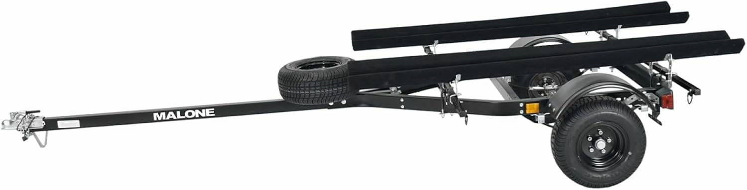 Malone MPG444LB-BLK MicroSport Off-Road LowBed 2 Kayak Trailer with 2 Bunk Kayak Carriers | 20' / 800 lbs Load Capacity | 22" Crossbar to Ground Clearance | Black Powder Coat Finish