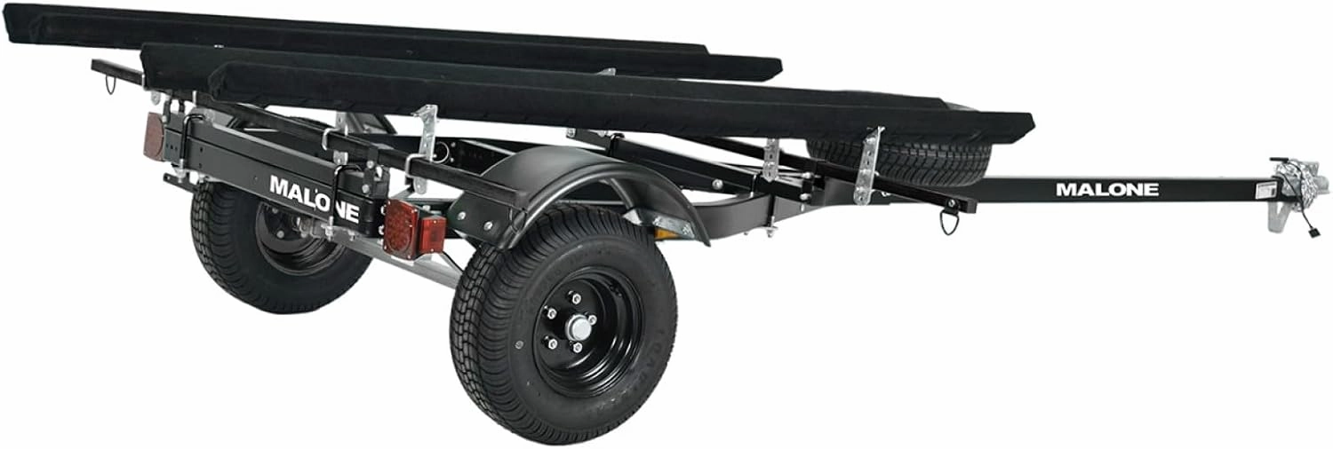 Malone MPG444LB-BLK MicroSport Off-Road LowBed 2 Kayak Trailer with 2 Bunk Kayak Carriers | 20' / 800 lbs Load Capacity | 22" Crossbar to Ground Clearance | Black Powder Coat Finish