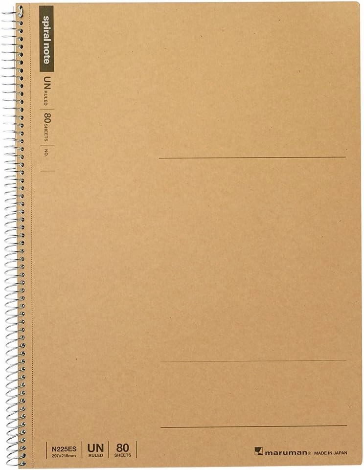 Maruman N225ES Notebook, Ring Notebook, Plain, Basic A4, 80 Sheets