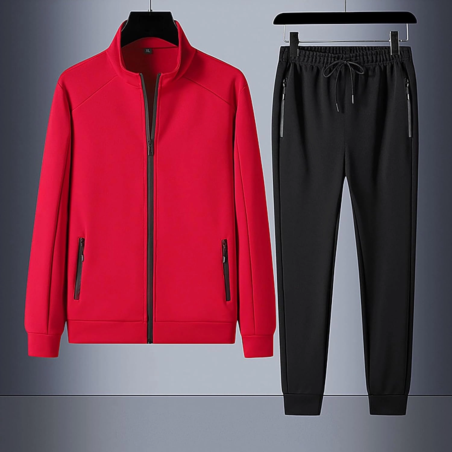 Men's Tracksuit 2 Piece Full Zipper Long Sleeve Jacket Drawstring Pants Fashion Jogging Dating Couple Casual Outfits