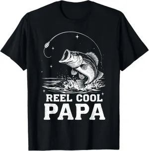 Mens Reel Cool-Papa Father's Day Fishing Dad Grandpa Fishermen T-Shirt