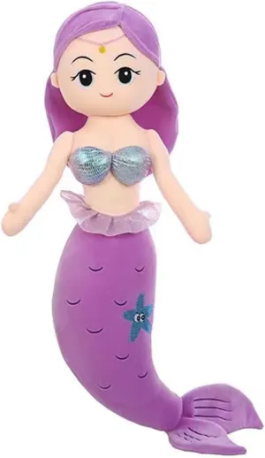 Mermaid Plush Stuffed Animal, 15.7in Cute Soft Purple Hugging Mermaid Plushies Pillow Doll Toys Kawaii Birthday Gift for Adults Kids Boys Girls