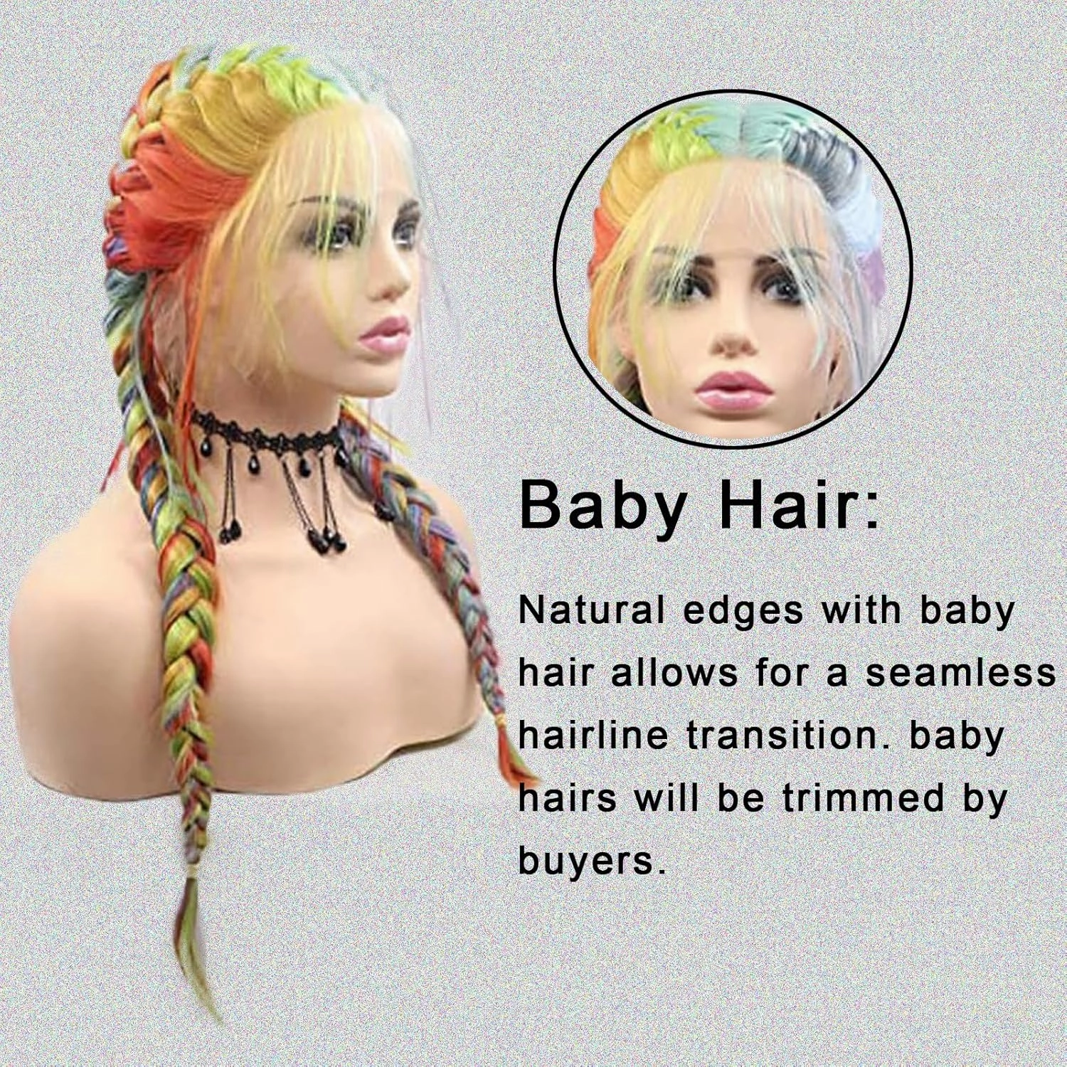 Mermaid Double Lace Front Box Braided Wigs Pre Plucked with Baby Hair Long Straight Full Knotless Corrown Twist Braid Lace Front Wig for Black Women Blue Green Hot Pink Red Ginger 24 Inch