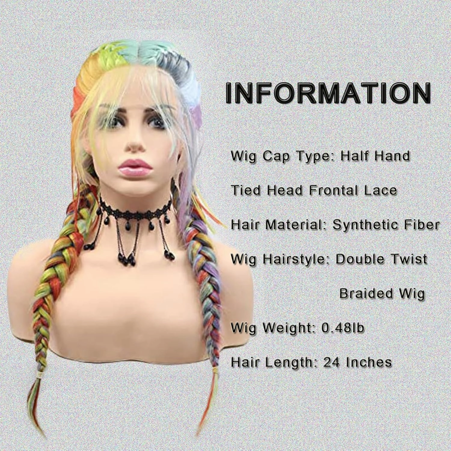 Mermaid Double Lace Front Box Braided Wigs Pre Plucked with Baby Hair Long Straight Full Knotless Corrown Twist Braid Lace Front Wig for Black Women Blue Green Hot Pink Red Ginger 24 Inch