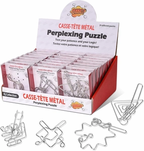 Metal Puzzles Brain Teaser, 24pcs Metal Wire Puzzles for Adults Kids Teenagers, Classical Mini Mind Ring Puzzle Set, Educational IQ Unlock Interlocking Toy Lock Puzzle Gift Set