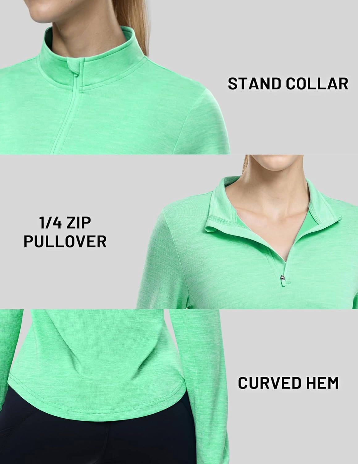 MIER Long Sleeve Workout Shirts for Women Quarter Zip Athletic Pullover Dry Fit Flowy Golf Running UV Sun Shirts,1/4 Zip