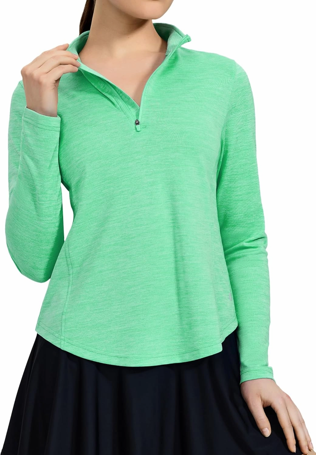 MIER Long Sleeve Workout Shirts for Women Quarter Zip Athletic Pullover Dry Fit Flowy Golf Running UV Sun Shirts,1/4 Zip