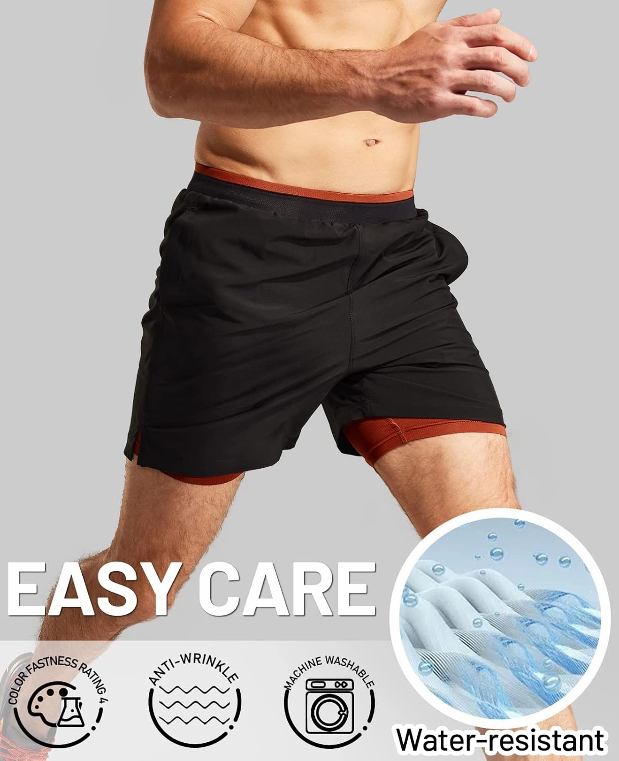 MIER Men's 2 in 1 Running Shorts with Liner 5" Quick Dry Gym Workout Athletic Shorts with Pockets, Lightweight, Breathable