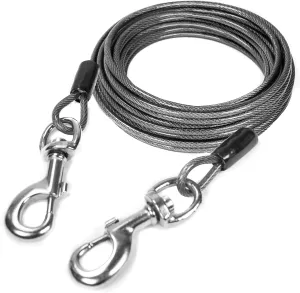 Mighty Paw Dog Tie Out Cable - Perfect for Large Or Small Dogs - Provides an Off-Leash Feel with Total Control - Strong Braided Steel Cable for Ultimate Durability - Weather Proof - Rust Protected