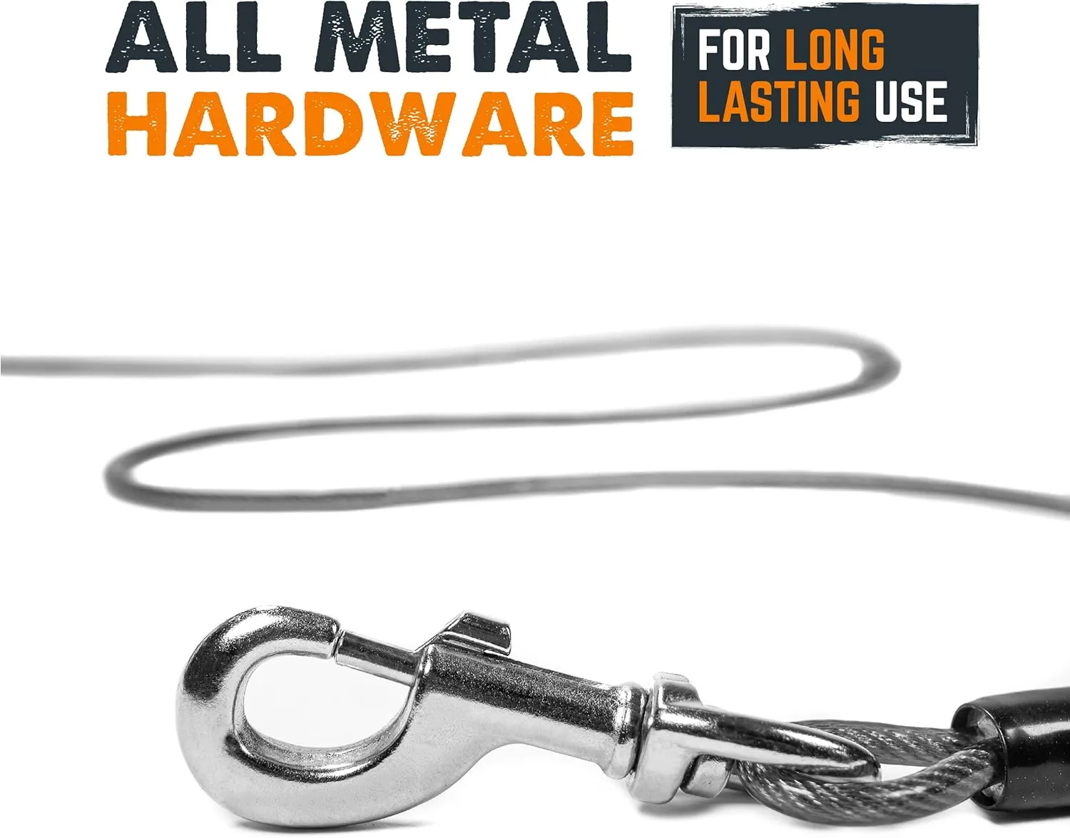 Mighty Paw Dog Tie Out Cable - Perfect for Large Or Small Dogs - Provides an Off-Leash Feel with Total Control - Strong Braided Steel Cable for Ultimate Durability - Weather Proof - Rust Protected