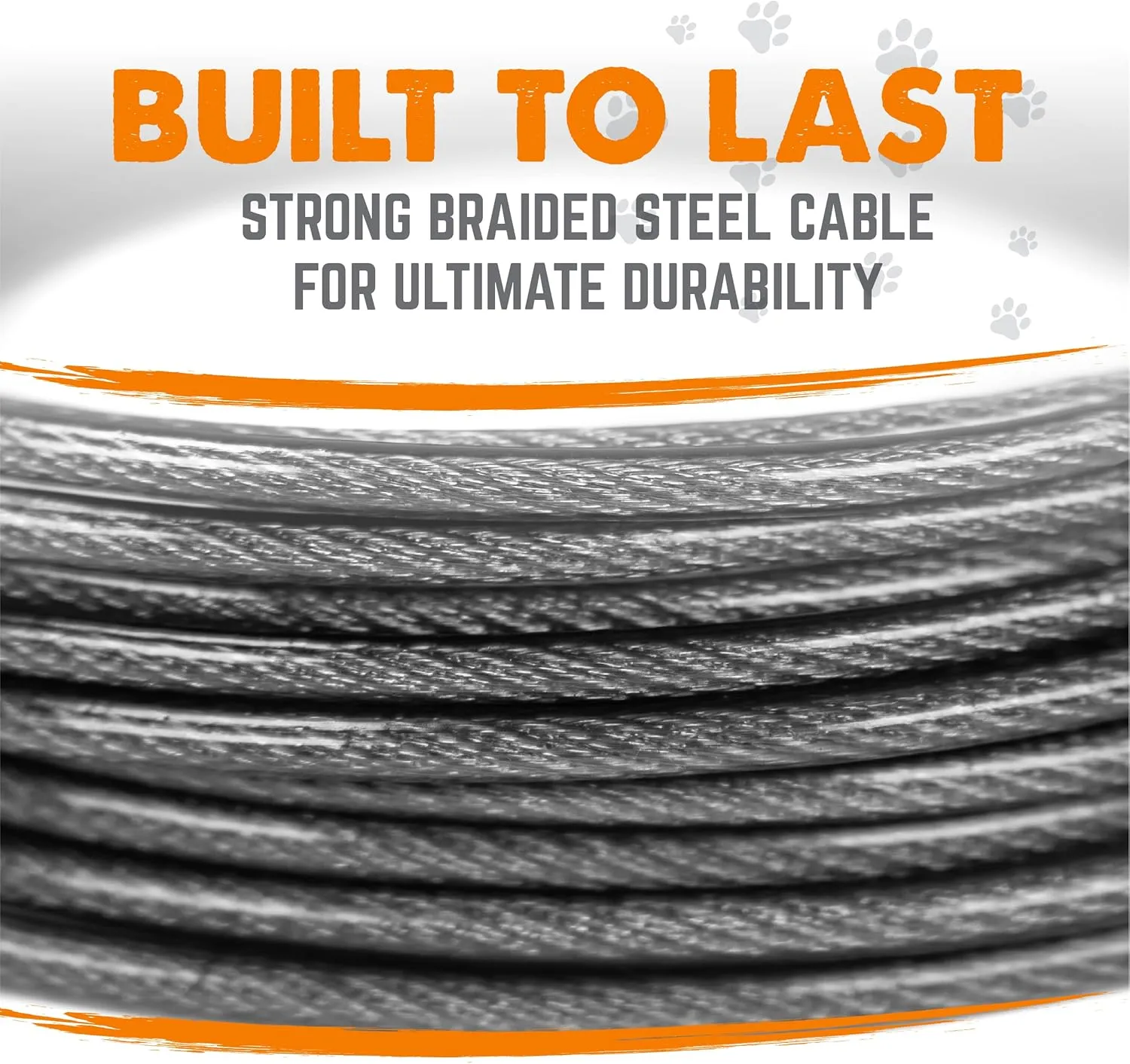 Mighty Paw Dog Tie Out Cable - Perfect for Large Or Small Dogs - Provides an Off-Leash Feel with Total Control - Strong Braided Steel Cable for Ultimate Durability - Weather Proof - Rust Protected