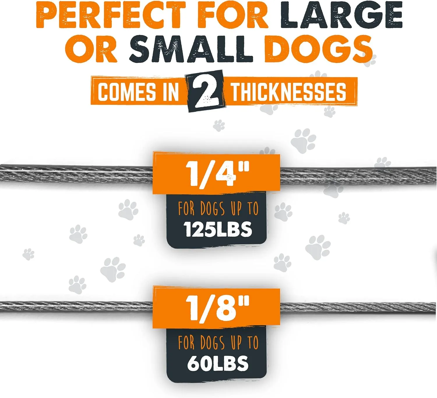 Mighty Paw Dog Tie Out Cable - Perfect for Large Or Small Dogs - Provides an Off-Leash Feel with Total Control - Strong Braided Steel Cable for Ultimate Durability - Weather Proof - Rust Protected