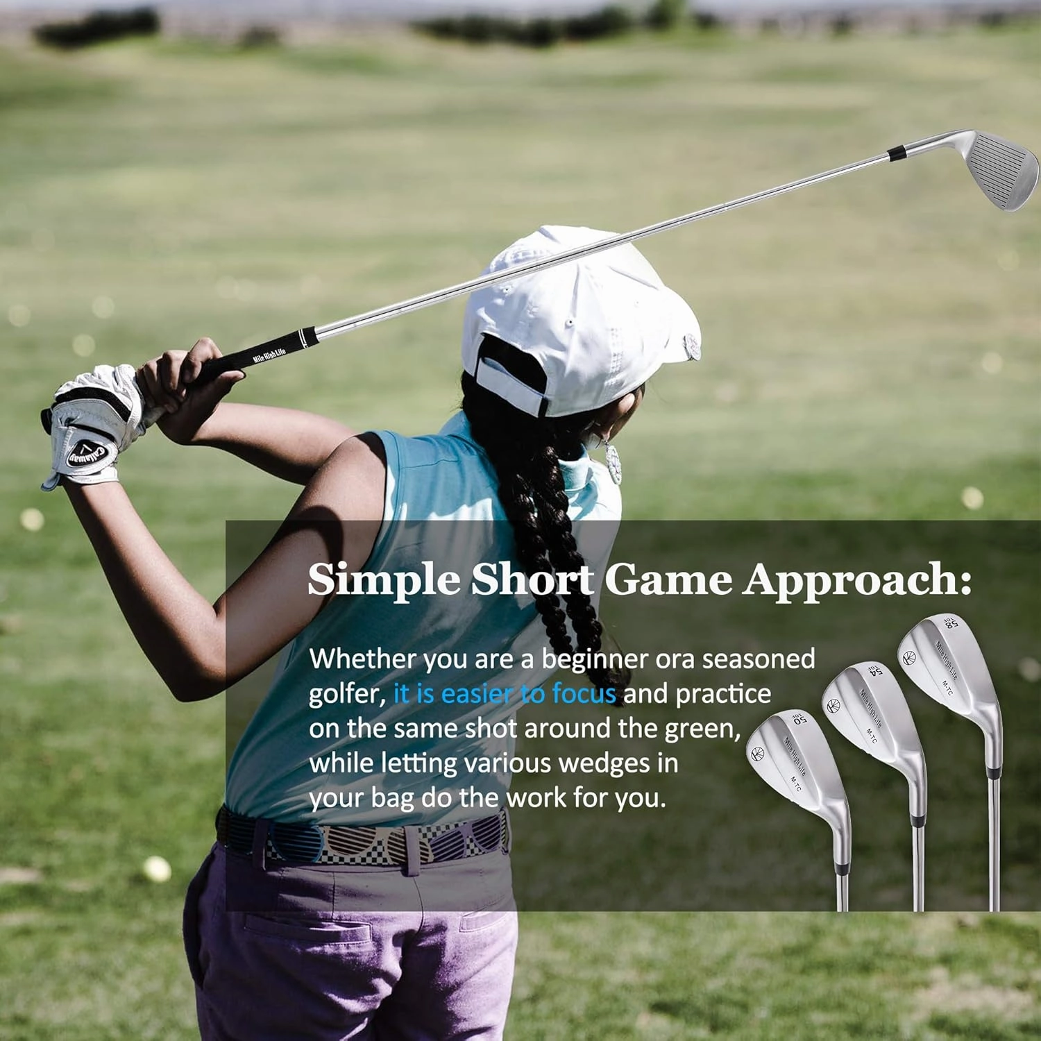Mile High Life Golf Wedges | Entry Level Golf Sand Wedge Sets | Beginner’s Golf Gap Wedge Sets | Lob Wedge Golf Clubs for Men & Women | 50/52/54/56/58/60 Right Handed
