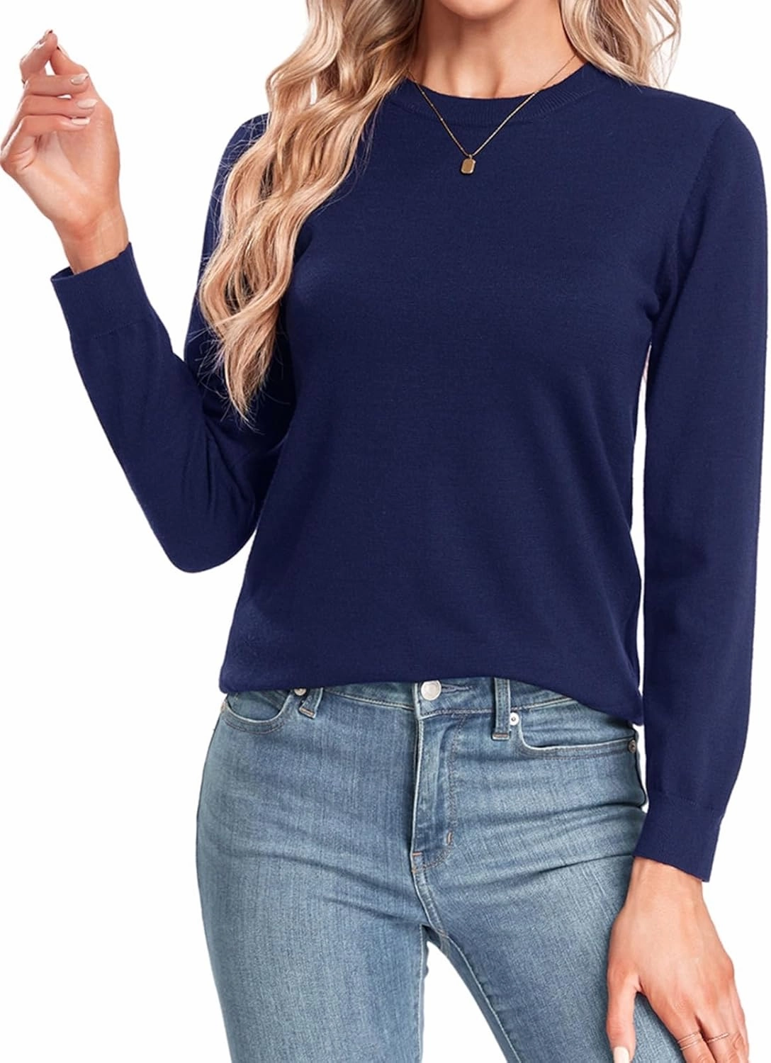 MINTLIMIT Women Lightweight Sweater Crew Neck Soft Knit Casual Basic Long Sleeve Pullover Fall Sweater Blouse Top