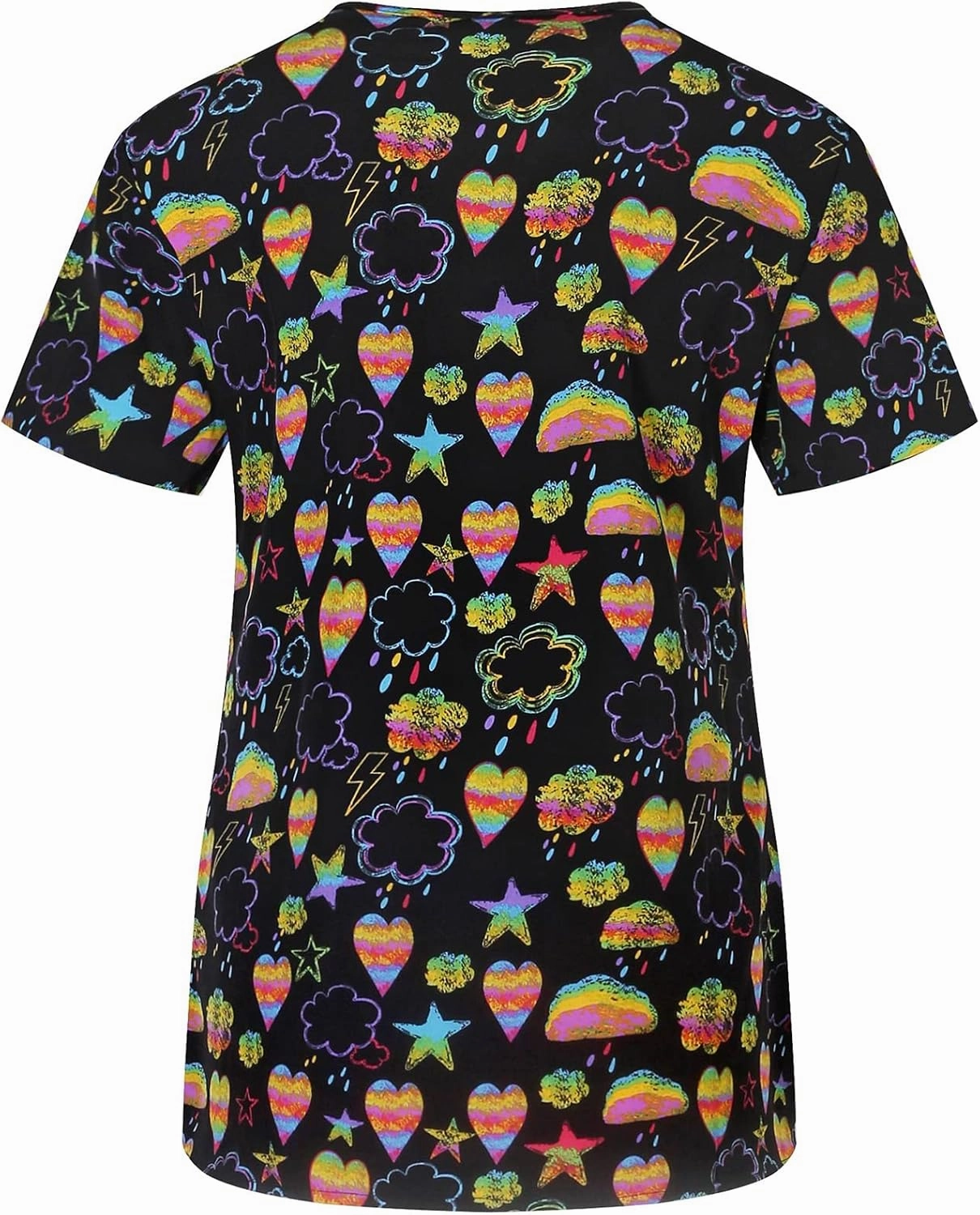 Minty Mint Women's Comfortable Easy Fit Lightweight Durable Stretch Printed V-Neck Medical Scrub Top