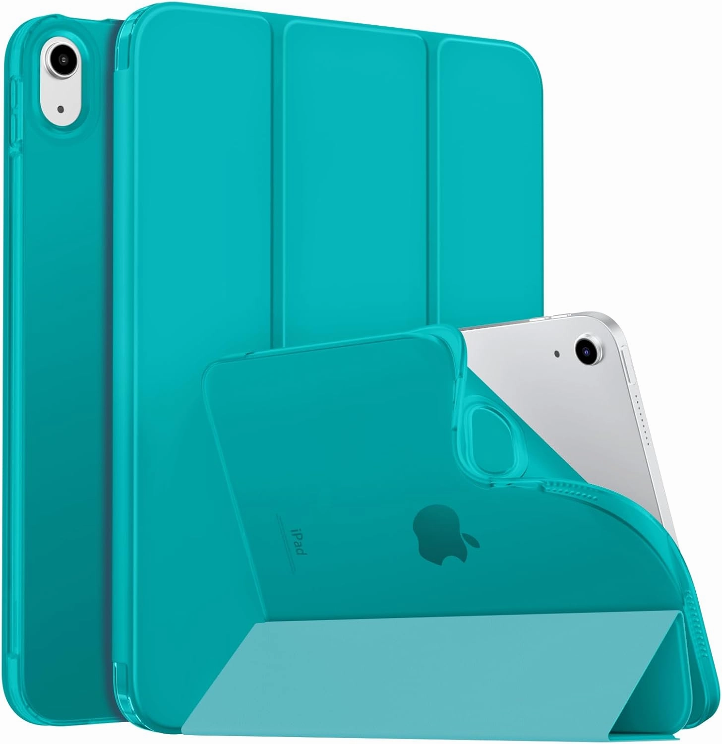 MoKo Case for New iPad (A16) 11th Generation 2025/ 10th Generation 2022, iPad 11 inch/ 10.9 inch Case with Soft TPU Translucent Frosted Back Cover, Auto Wake/Sleep, Support Touch ID, Bondi Blue