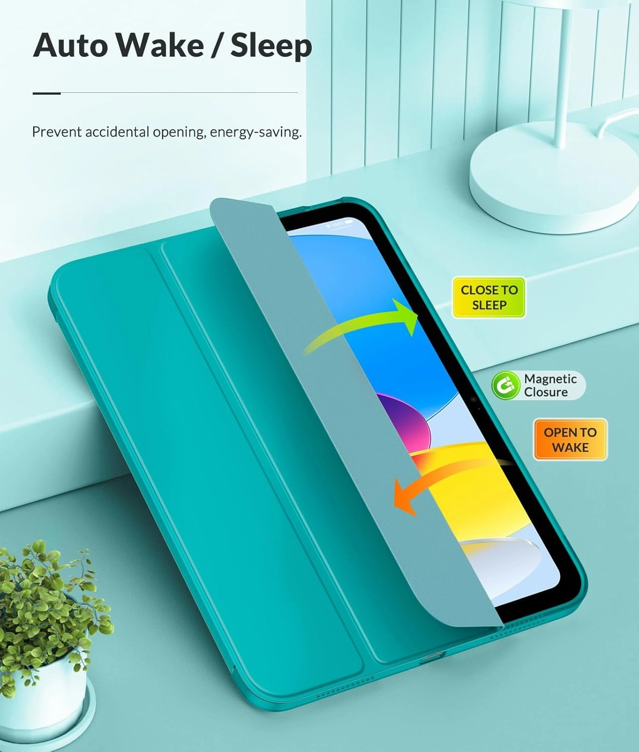 MoKo Case for New iPad (A16) 11th Generation 2025/ 10th Generation 2022, iPad 11 inch/ 10.9 inch Case with Soft TPU Translucent Frosted Back Cover, Auto Wake/Sleep, Support Touch ID, Bondi Blue