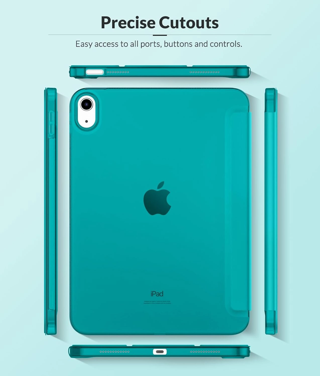 MoKo Case for New iPad (A16) 11th Generation 2025/ 10th Generation 2022, iPad 11 inch/ 10.9 inch Case with Soft TPU Translucent Frosted Back Cover, Auto Wake/Sleep, Support Touch ID, Bondi Blue