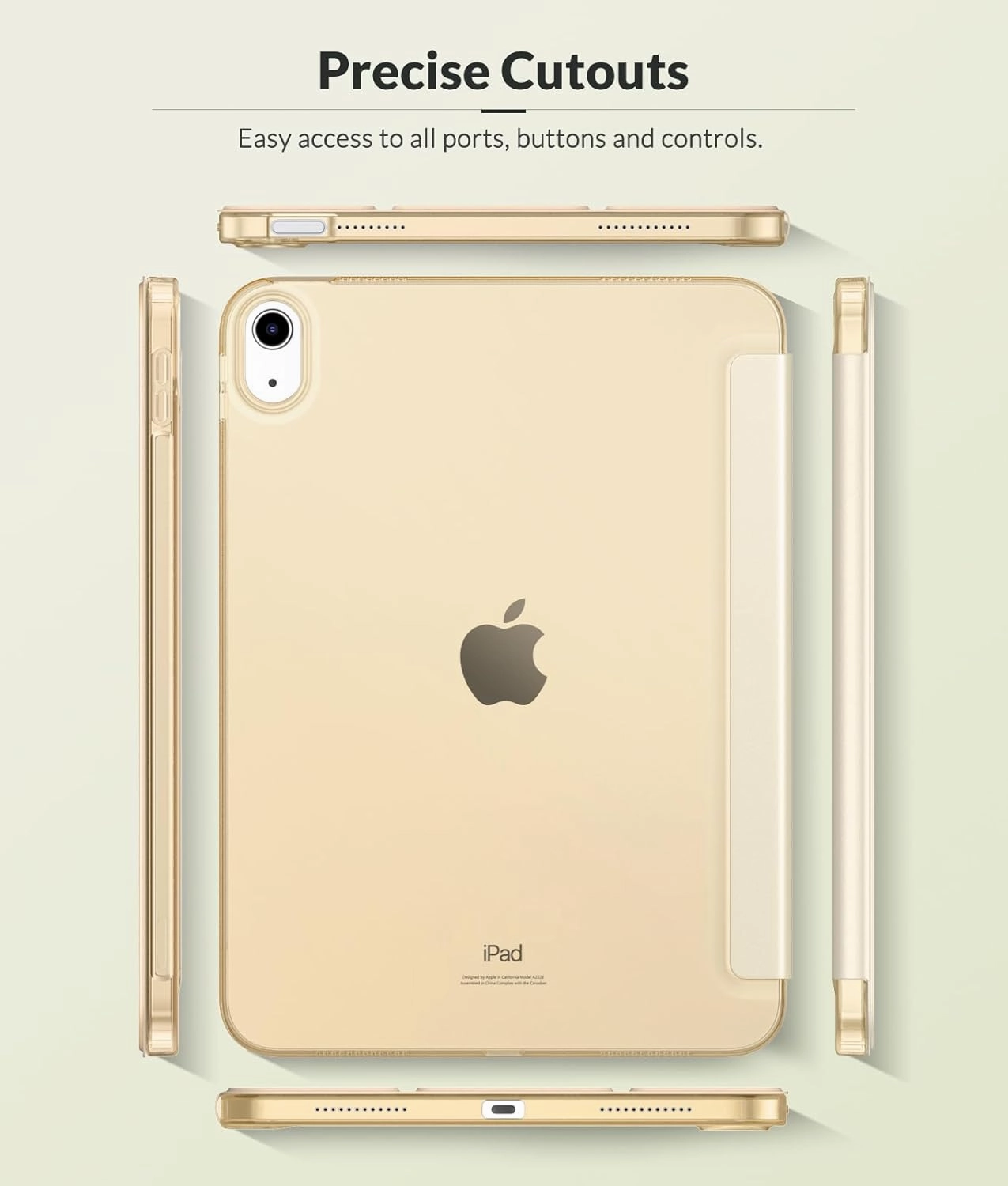MoKo Case for New iPad (A16) 11th Generation 2025/ 10th Generation 2022, iPad 11 inch/ 10.9 inch Case with Soft TPU Translucent Frosted Back Cover, Auto Wake/Sleep, Support Touch ID, Champagne Gold