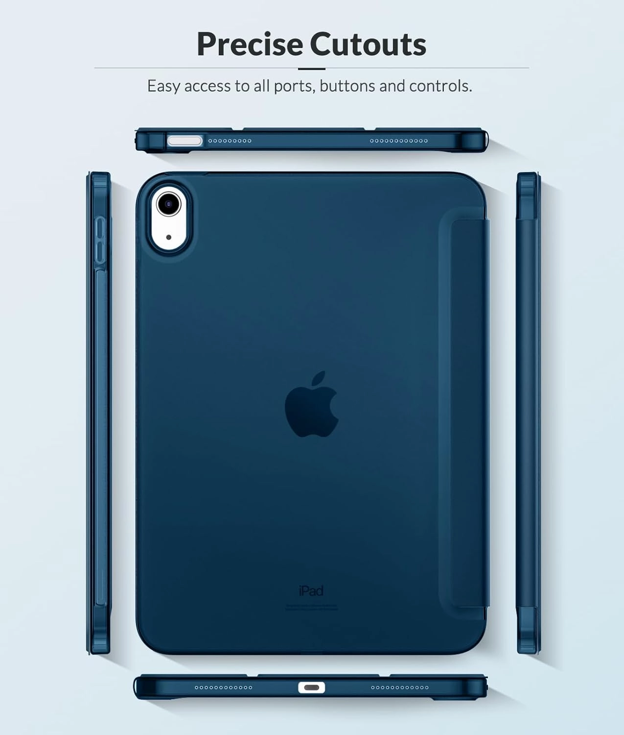 MoKo Case for New iPad (A16) 11th Generation 2025/ 10th Generation 2022, iPad 11 inch/ 10.9 inch Case with Soft TPU Translucent Frosted Back Cover, Auto Wake/Sleep, Support Touch ID, Cobalt Blue