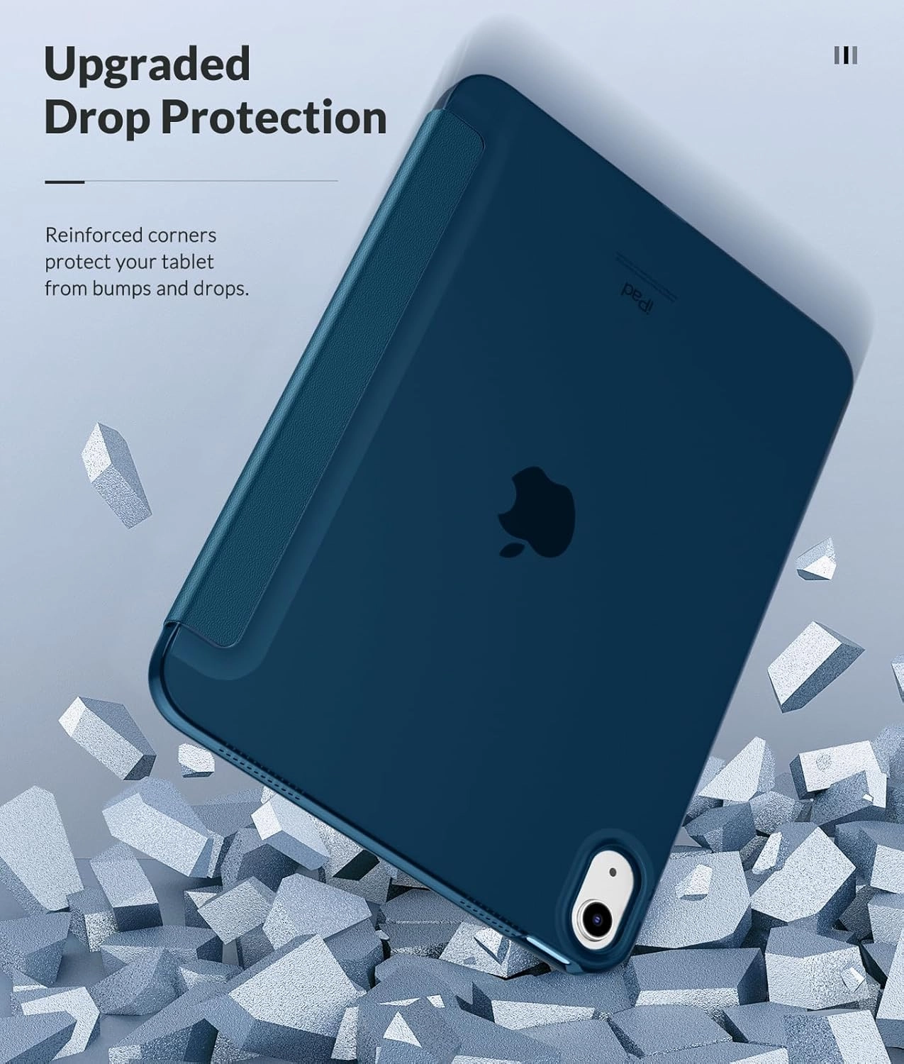 MoKo Case for New iPad (A16) 11th Generation 2025/ 10th Generation 2022, iPad 11 inch/ 10.9 inch Case with Soft TPU Translucent Frosted Back Cover, Auto Wake/Sleep, Support Touch ID, Cobalt Blue