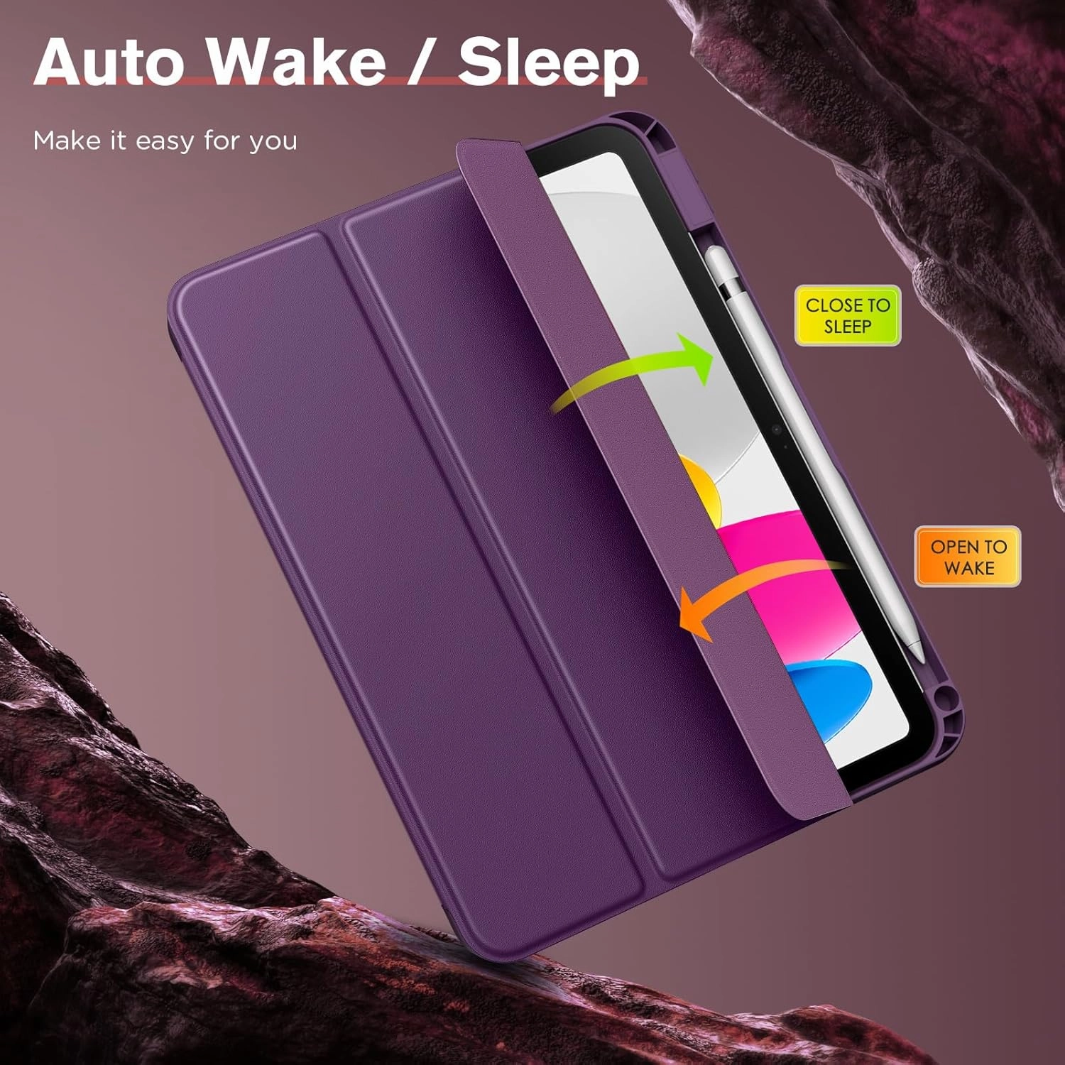 MoKo for iPad (A16) 11th Generation 2025 11-inch/10th Generation 10th 2022 10.9 inch Case with Pencil Holder, Smart Trifold iPad Case with Soft TPU Back Stand Cover, Auto Wake/Sleep,Dark Purple