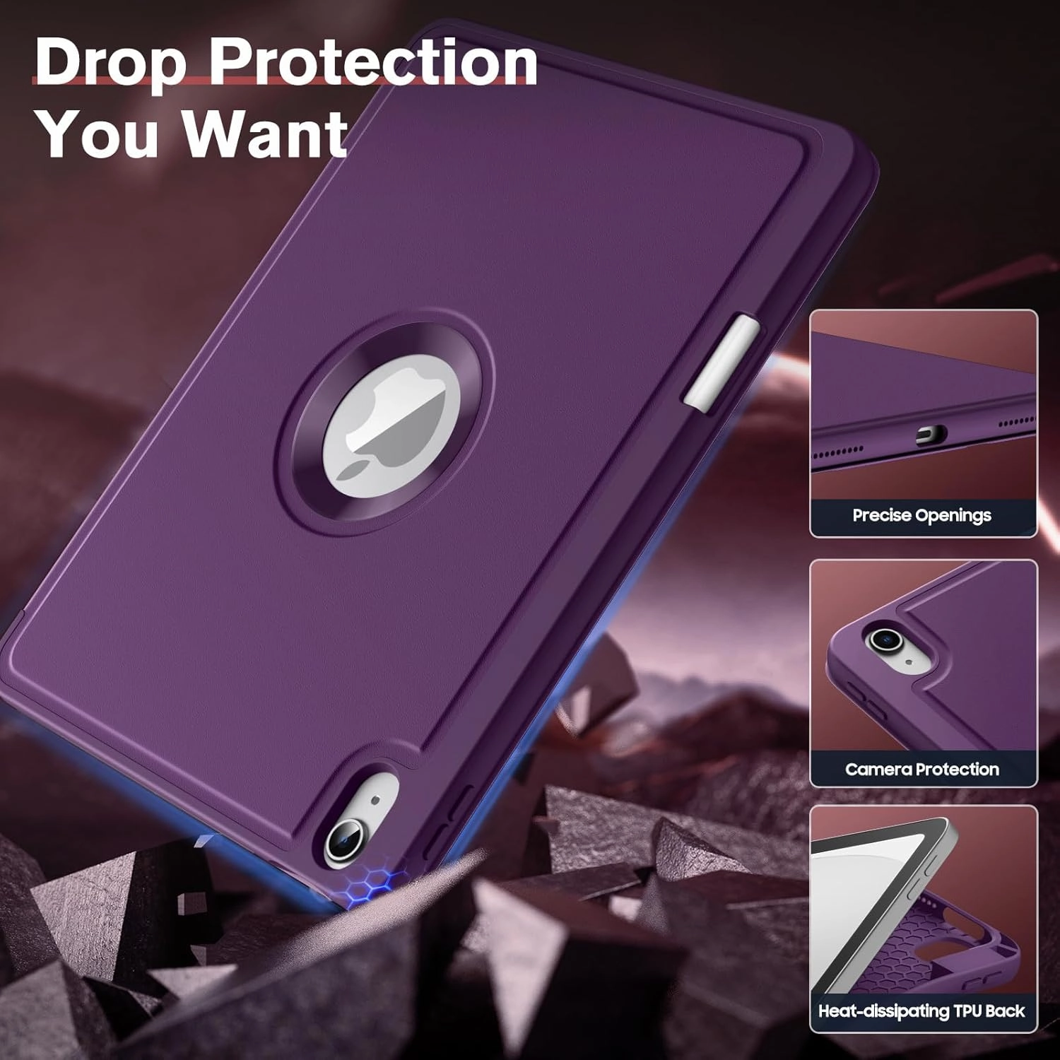 MoKo for iPad (A16) 11th Generation 2025 11-inch/10th Generation 10th 2022 10.9 inch Case with Pencil Holder, Smart Trifold iPad Case with Soft TPU Back Stand Cover, Auto Wake/Sleep,Dark Purple