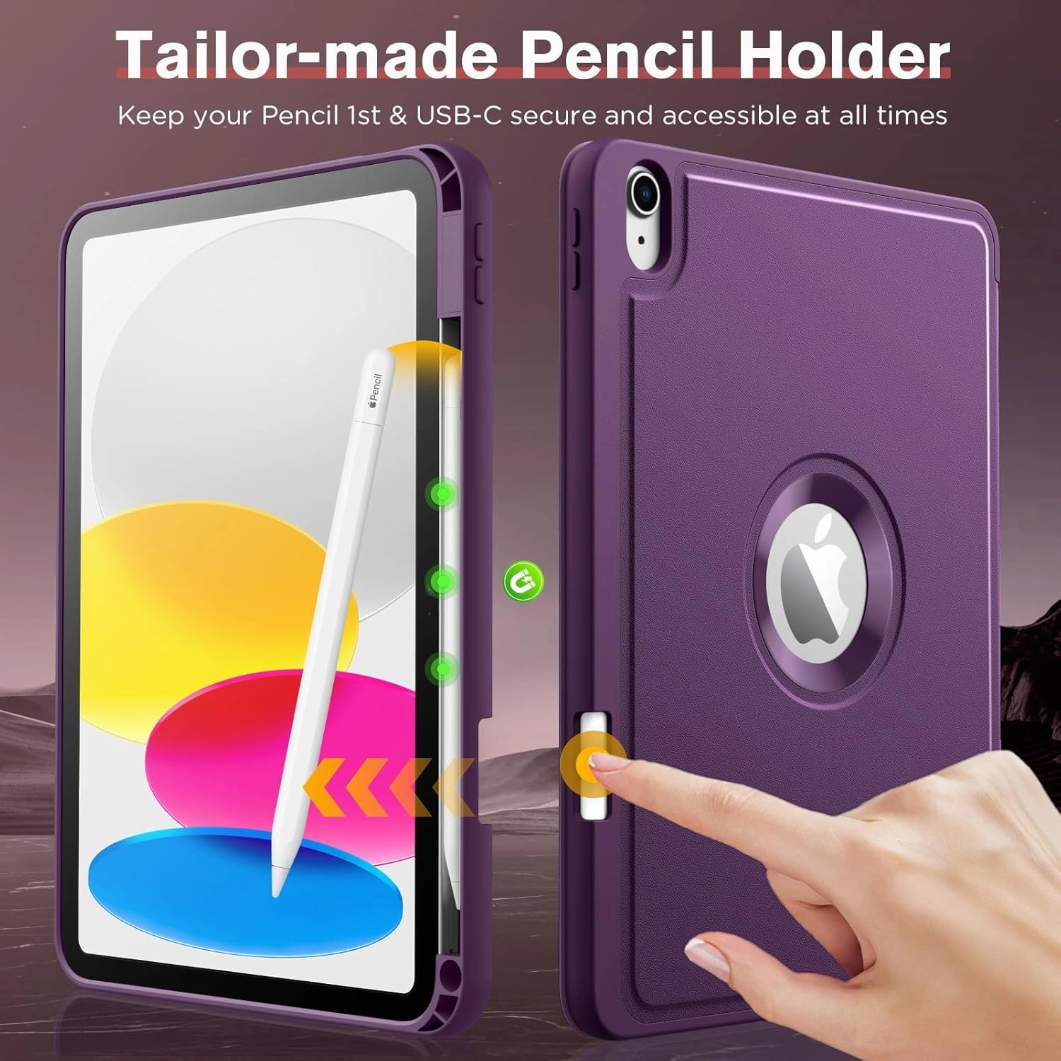 MoKo for iPad (A16) 11th Generation 2025 11-inch/10th Generation 10th 2022 10.9 inch Case with Pencil Holder, Smart Trifold iPad Case with Soft TPU Back Stand Cover, Auto Wake/Sleep,Dark Purple