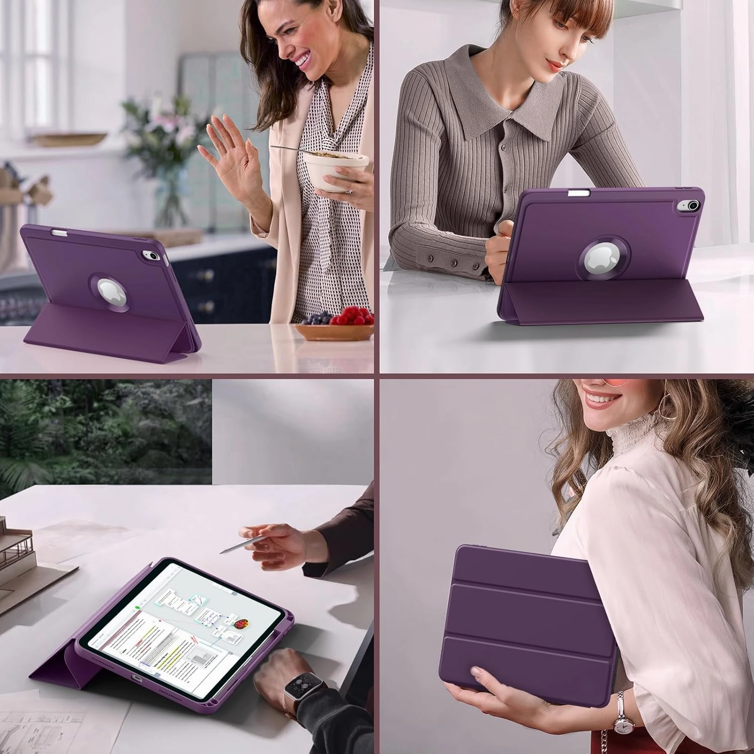 MoKo for iPad (A16) 11th Generation 2025 11-inch/10th Generation 10th 2022 10.9 inch Case with Pencil Holder, Smart Trifold iPad Case with Soft TPU Back Stand Cover, Auto Wake/Sleep,Dark Purple
