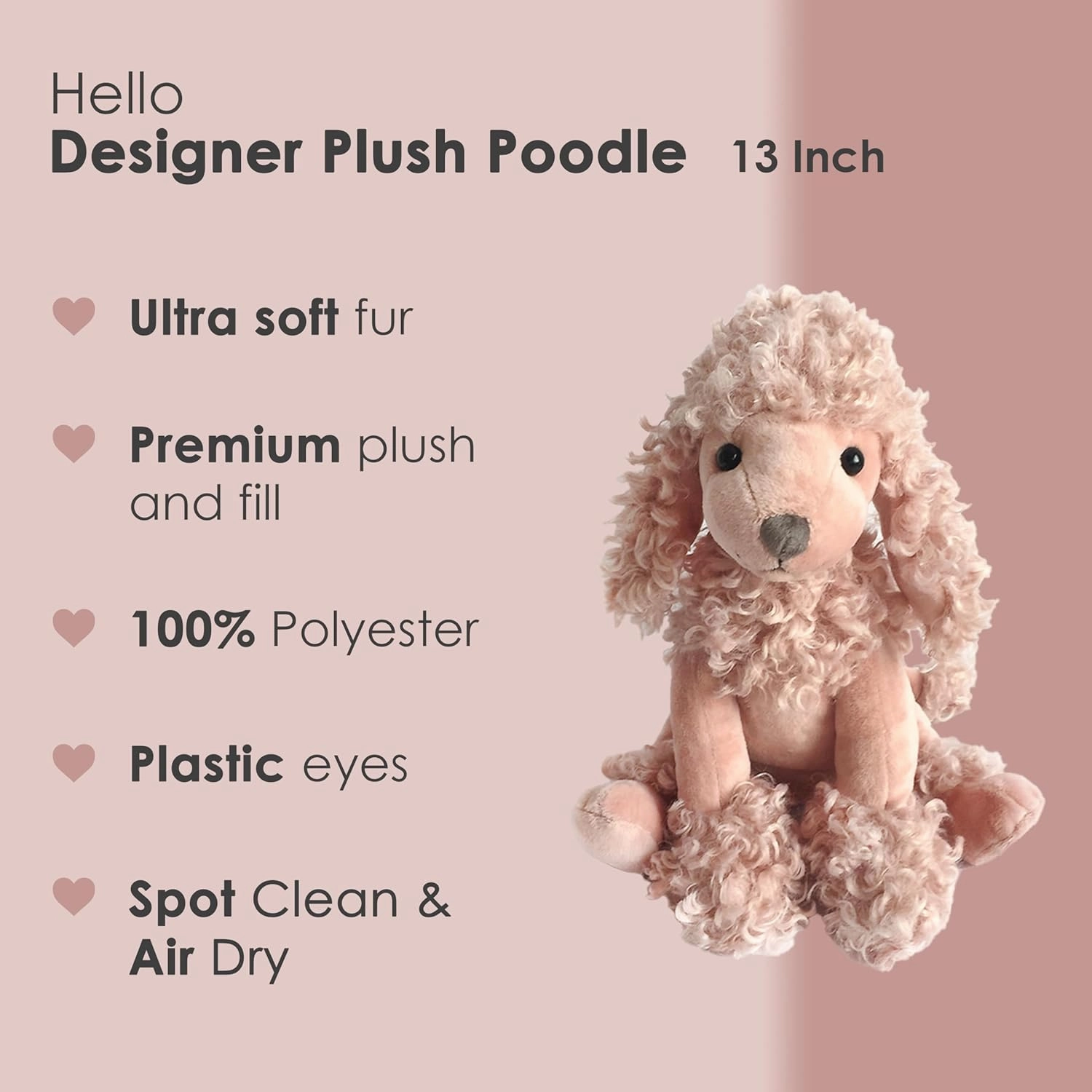Mon Ami Designer Plush Poodle Dog Stuffed Animal– 13”, Fun Adorable Soft and Cuddly Stuffed Toy Gifts for Little Boys/Girls & Kids of All Ages