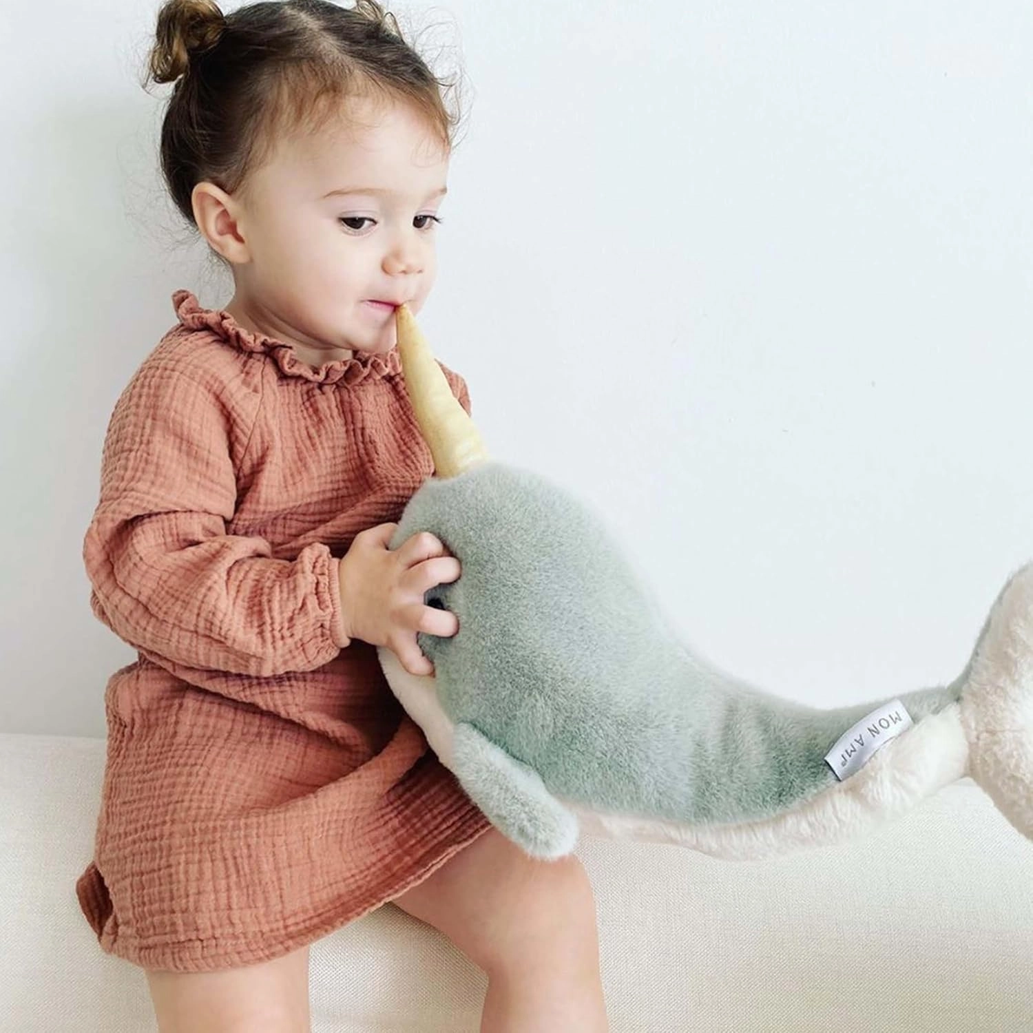 MON AMI Nico The Narwhal Stuffed Animal – 17”, Whale Ocean Animals Plush Toy for Kids of All Ages, Use as Toy or Nursery Room Décor