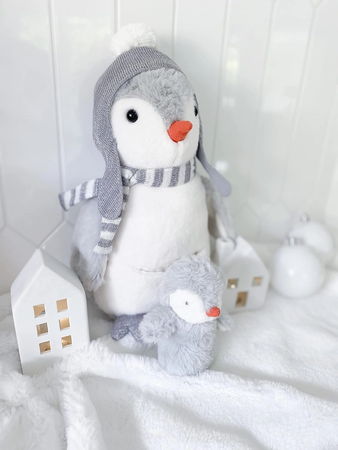 MON AMI Pebble The Penguin Stuffed Animal with Baby 14”, Soft & Cuddly Plush Penguin, Use as Toy/Nursery Room Décor, Great for Kids of All Ages