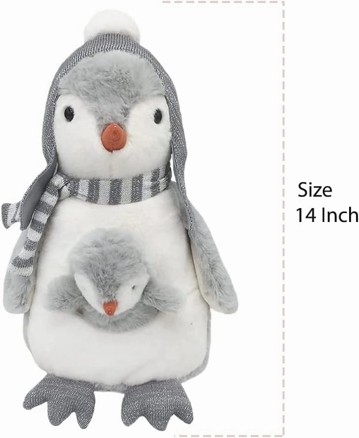 MON AMI Pebble The Penguin Stuffed Animal with Baby 14”, Soft & Cuddly Plush Penguin, Use as Toy/Nursery Room Décor, Great for Kids of All Ages
