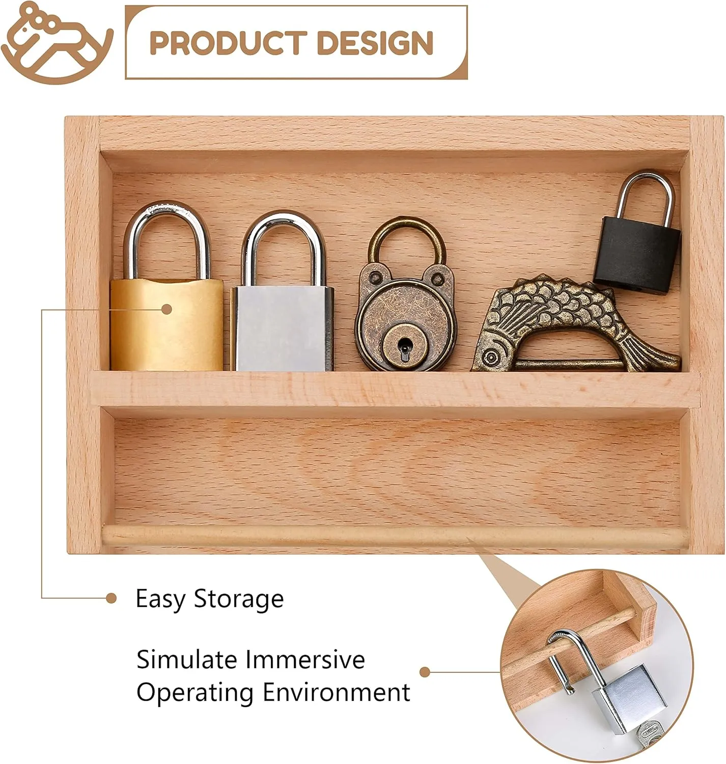 Montessori Lock and Key Toy Set for Kids, Educational Lock Set Keys, Wooden Learning Montessori Materials for 3 4 5 6 Toddlers, Preschool, Home Classroom STEM Educational Birthday Toys