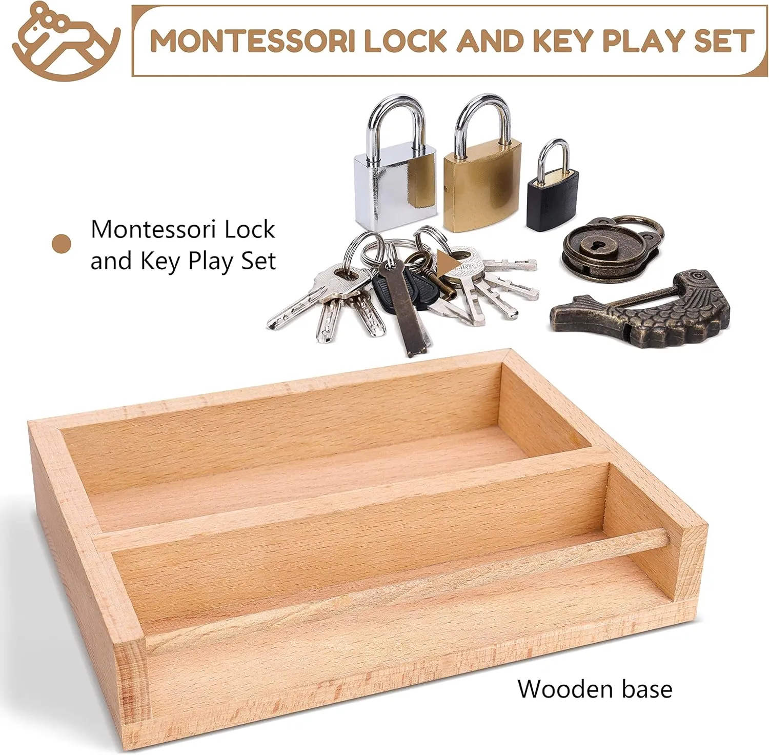 Montessori Lock and Key Toy Set for Kids, Educational Lock Set Keys, Wooden Learning Montessori Materials for 3 4 5 6 Toddlers, Preschool, Home Classroom STEM Educational Birthday Toys