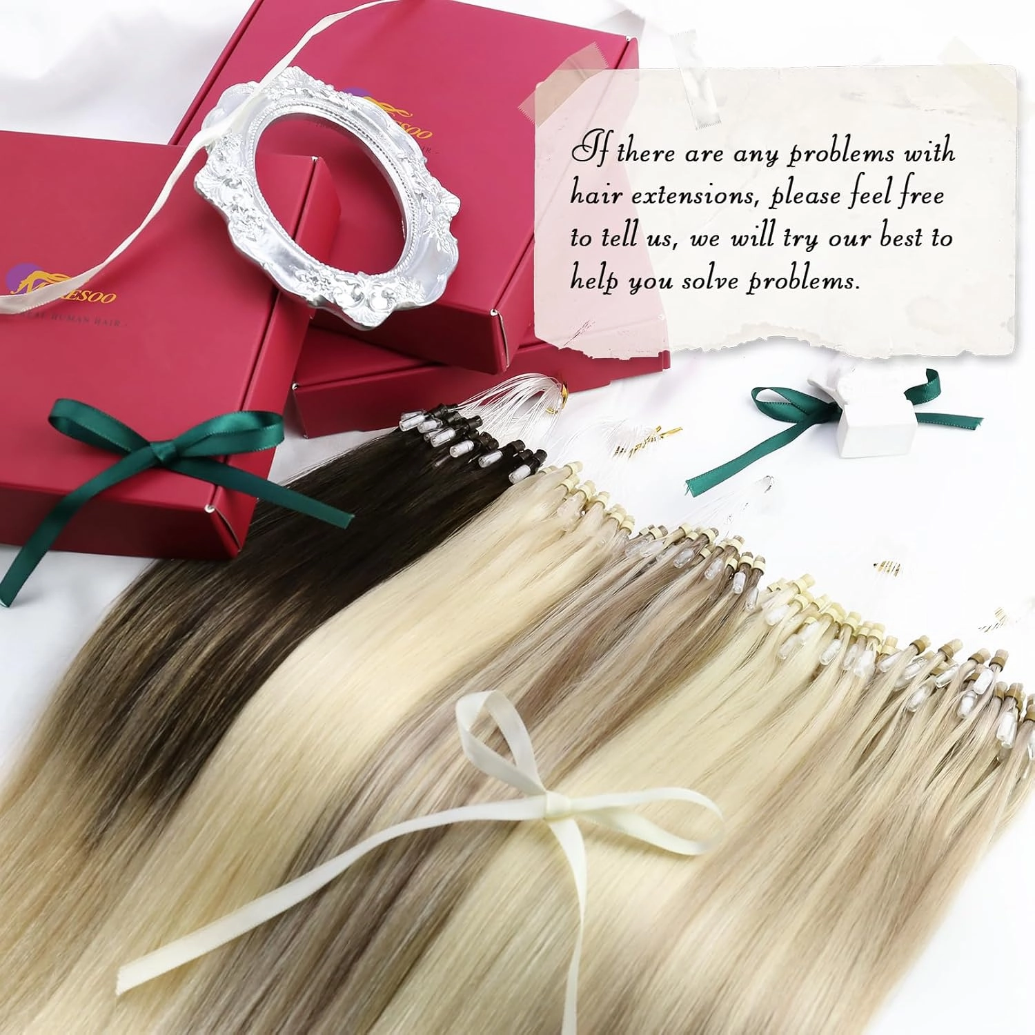 Moresoo Micro Ring Hair Extensions Blonde Highlight Microlink Hair Extensions Human Hair Ash Blonde Mix Bleach Blonde Hair Extensions Micro Link Human Hair Micro Ring Extensions #P18/613 50G/50S 14In