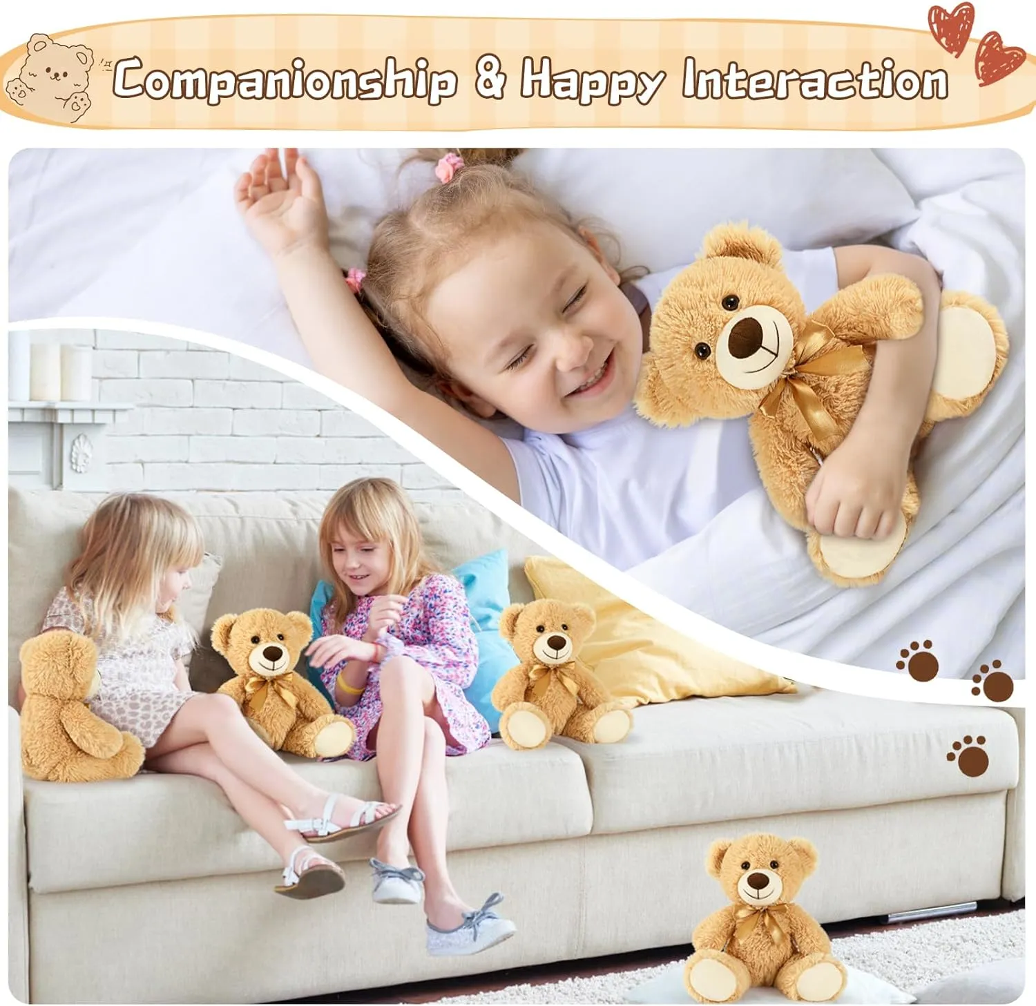 MorisMos Small Teddy Bears Bulk 16 Packs, Teddy Bear Stuffed Animal Bulk 14", Cuddly Soft Teddy Bear for Baby Shower, Birthday Wedding Party, Valentines, Light Brown