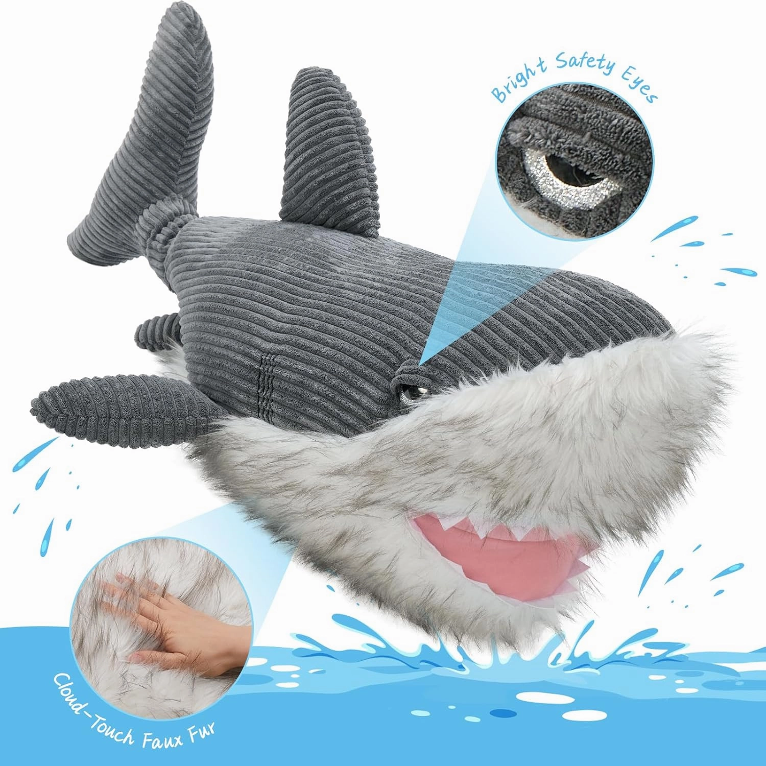 MorisMos Great White Shark Stuffed Animal Plush Pillow, 47" Giant Mako Shark Toy for Kids, Adults,4ft Large Ocean Animal Gift for Marine Creature Lovers, Sea Life Decoration for Room, CE/CPC Certified