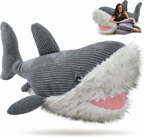 MorisMos Great White Shark Stuffed Animal Plush Pillow, 47" Giant Mako Shark Toy for Kids, Adults,4ft Large Ocean Animal Gift for Marine Creature Lovers, Sea Life Decoration for Room, CE/CPC Certified