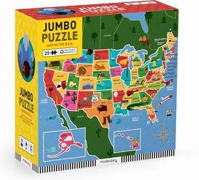 Mudpuppy Map Of USA - Jumbo 25 Piece Jigsaw Floor Puzzle Featuring States, Capitals, and More!