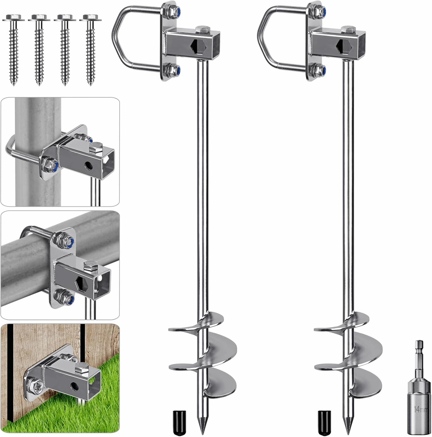 Multi-Purpose Ground Anchors Screw in, Fully Welded Trampoline Anchors, Mobile Home Anchors, Earth Anchors for Shed, Swing Set, Carport,Shed, Securing Animals