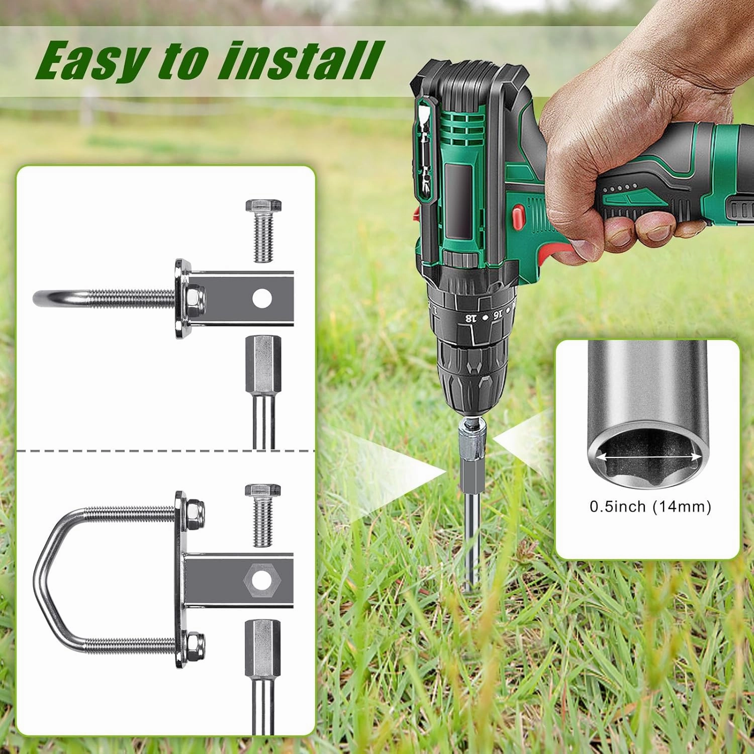 Multi-Purpose Ground Anchors Screw in, Fully Welded Trampoline Anchors, Mobile Home Anchors, Earth Anchors for Shed, Swing Set, Carport,Shed, Securing Animals