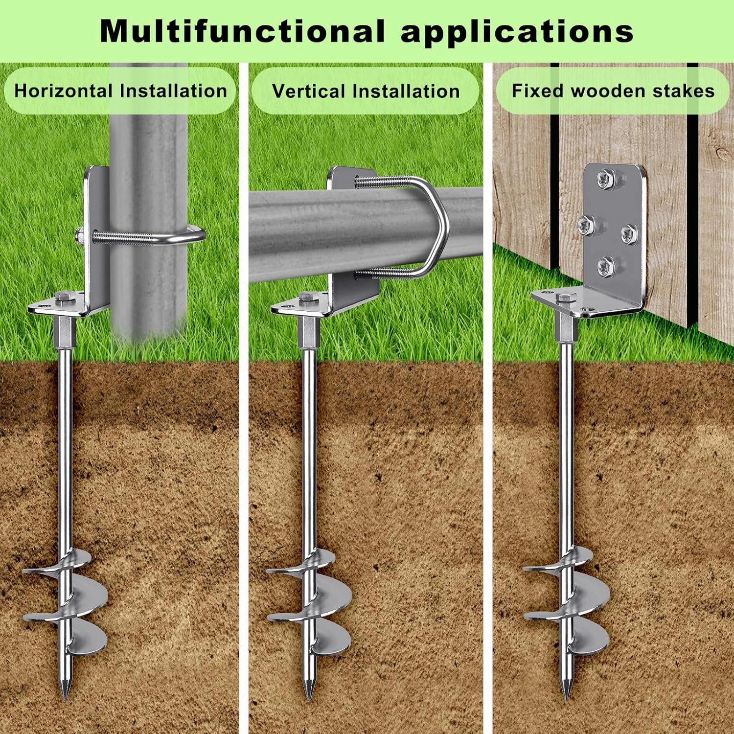 Multi-Purpose Trampoline Stakes Anchors, 3'' Wider Spiral Ground Anchors Screw in, Fully Welded Mobile Home Anchors for Shed, Swing Sets, Carports and More,18''/24''/30'' Set of 2,4,6