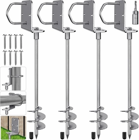 Multi-Purpose Trampoline Stakes Anchors, 3'' Wider Spiral Ground Anchors Screw in, Fully Welded Mobile Home Anchors for Shed, Swing Sets, Carports and More,18''/24''/30'' Set of 2,4,6