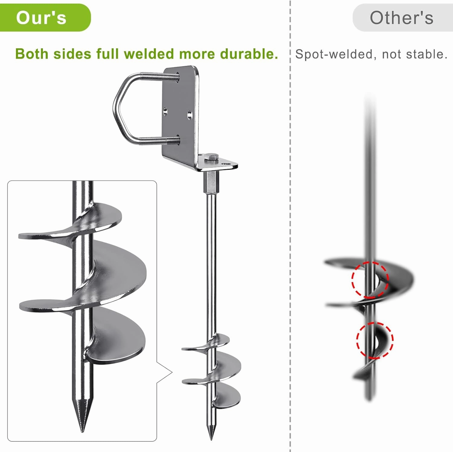 Multi-Purpose Trampoline Stakes Anchors, 3'' Wider Spiral Ground Anchors Screw in, Fully Welded Mobile Home Anchors for Shed, Swing Sets, Carports and More,18''/24''/30'' Set of 2,4,6