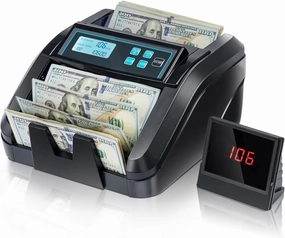 MUNBYN IMC51 Money Counter Machine Count Value, Add Batch/Add  Value Mode Bill Counter, UV/MG/IR/MT Detection, USD only Cash Counter,1100 Bills/min, Money Counting Machine with LCD Display (Black)