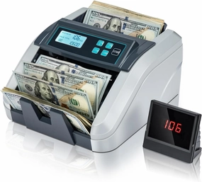 MUNBYN IMC51 Money Counter Machine Count Value, Add Batch/Add  Value Mode Bill Counter, UV/MG/IR/MT Detection, USD only Cash Counter,1100 Bills/min, Money Counting Machine with LCD Display (Gray)