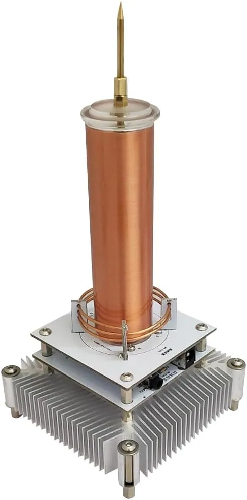 Music Coil Plasma Speaker with Silver Base and Gold Coil, Coil Loudspeaker Model, Electronic Science and Technology Experiment Toy Gift, US-Plug